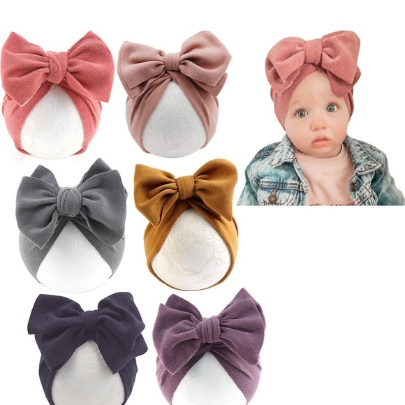 Baby Girl Bow Turban and Bandana Bib Set - Picture 2 of 9